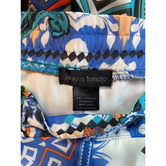 Jealous Tomato Pants Palazzo High Waist Wide Leg Patchwork Boho Flowy Resort M - Picture 4 of 12